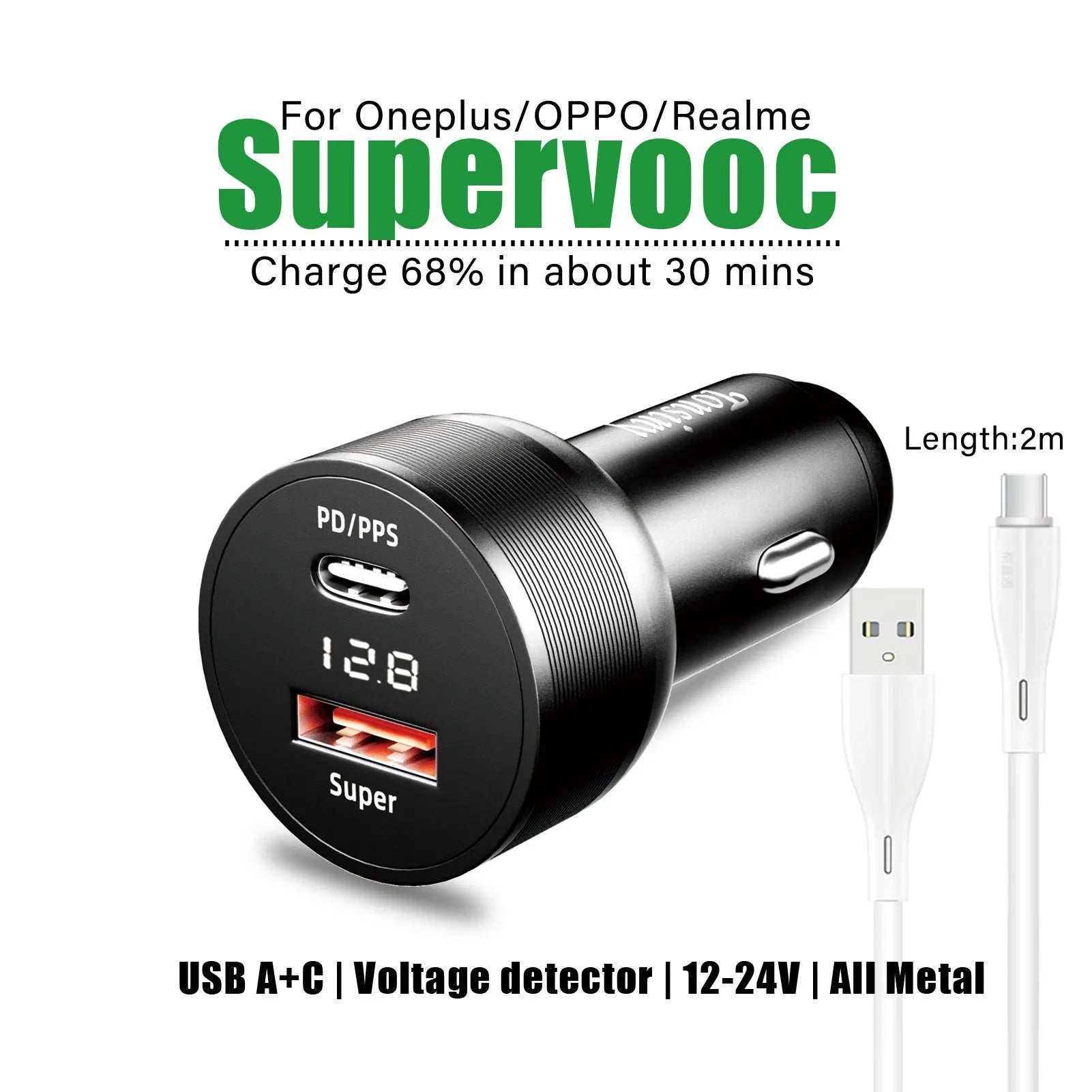 For Oneplus car charger 80W,SuperVooc car charger for OPPO,for realme car adapter superdart,for oneplus 12 10T auto charger warp