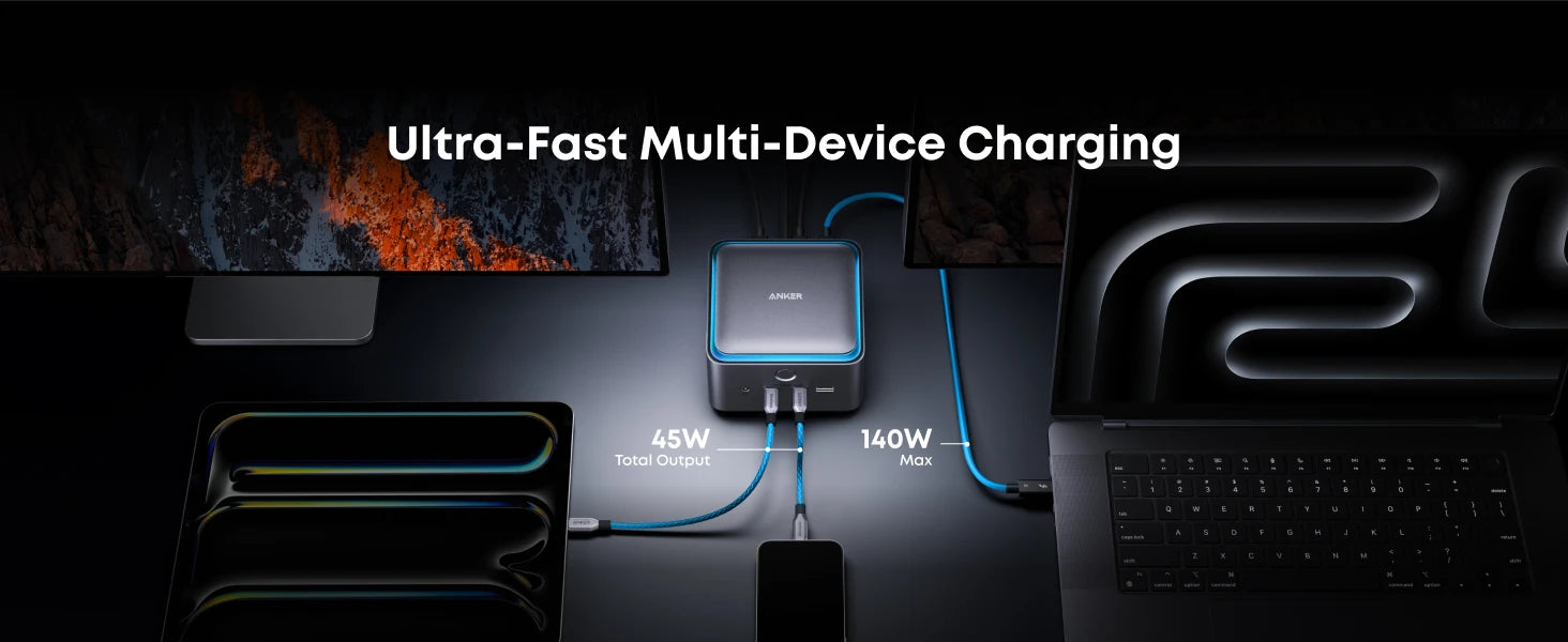 Anker Prime TB5 Docking Station, 14 Ports 140W Charging, 120Gbps Max Transfer, Up To 8K Display For Thunderbolt 5/4 Laptops