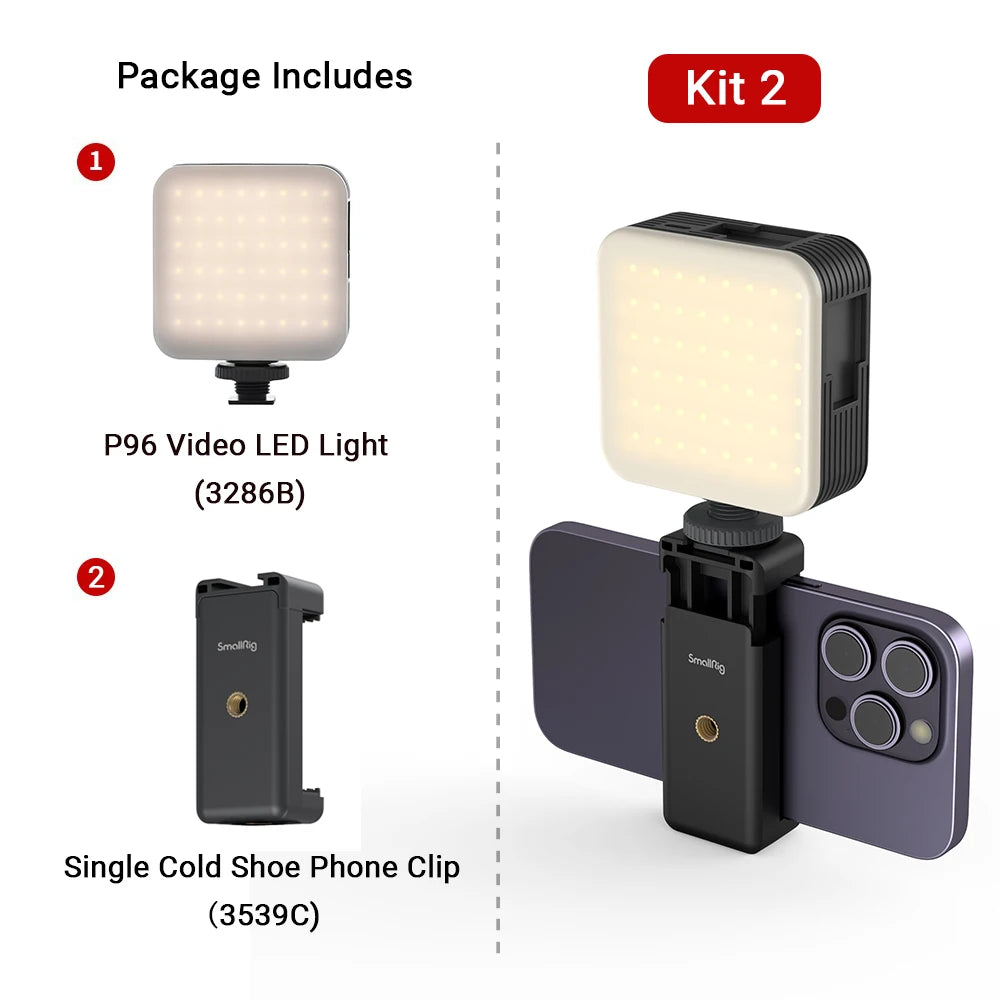 SmallRig P96 LED Video Light  Mini LED Camera Lights 2200mAh 6500k Zoom Photo Video Lighting for Youtube Tiktok Vlog Fill Light