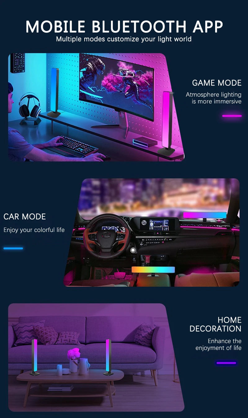 Smart Tuya RGB Gaming Atmosphere Light WIFI TV Game Computer Desktop Decor Desk Lamp  App Remote Control Car Music Rhythm Light