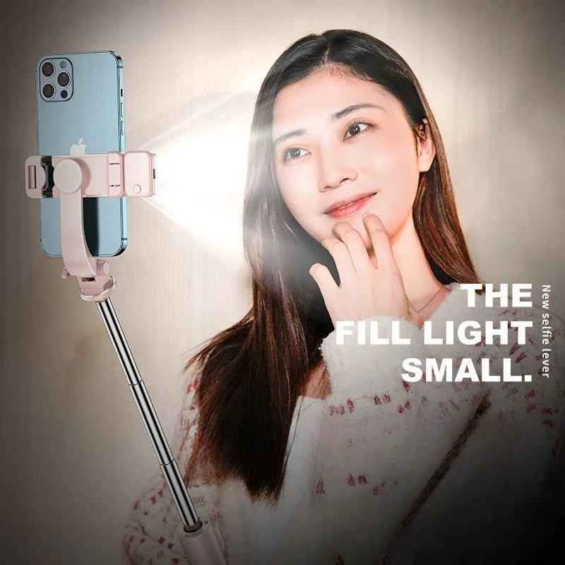 Extendable 1M Bluetooth Selfie Stick with Fill Light and Tripod Stand for Handheld Tk Live Desk Mount
