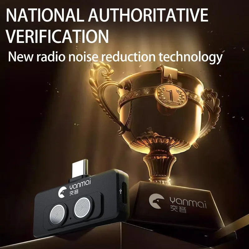 Portable Wireless Lavalier Lapel Microphone Dual-Microphone Plug and Play Mobile Phone Mic AI Noise Reduction for Vlog Live
