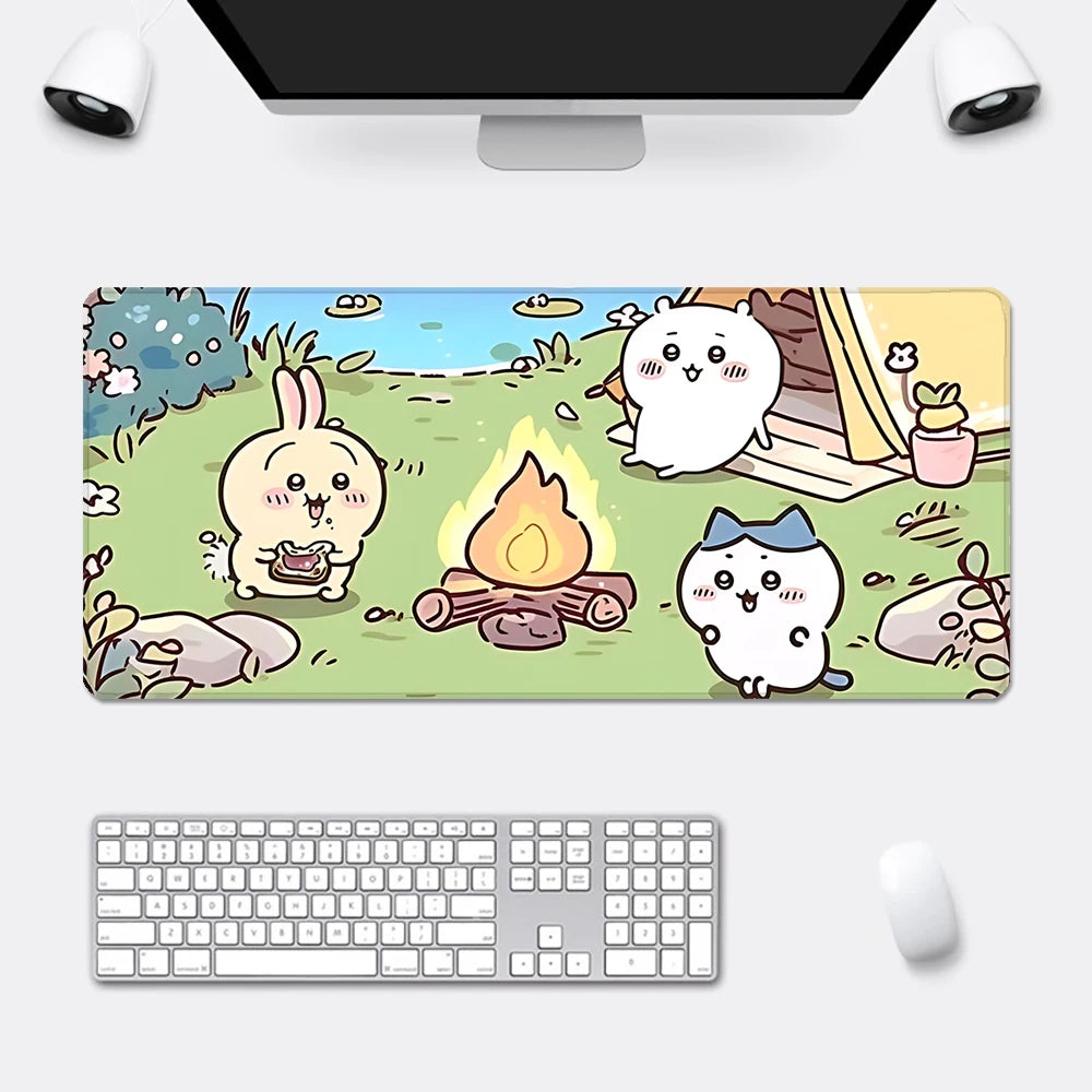 Cute Anime Chiikawas Mousepad HD Printing Computer Gamers Locking Edge Non-slip Mouse Pad XXL90x40cm Keyboard PC Desk Pad
