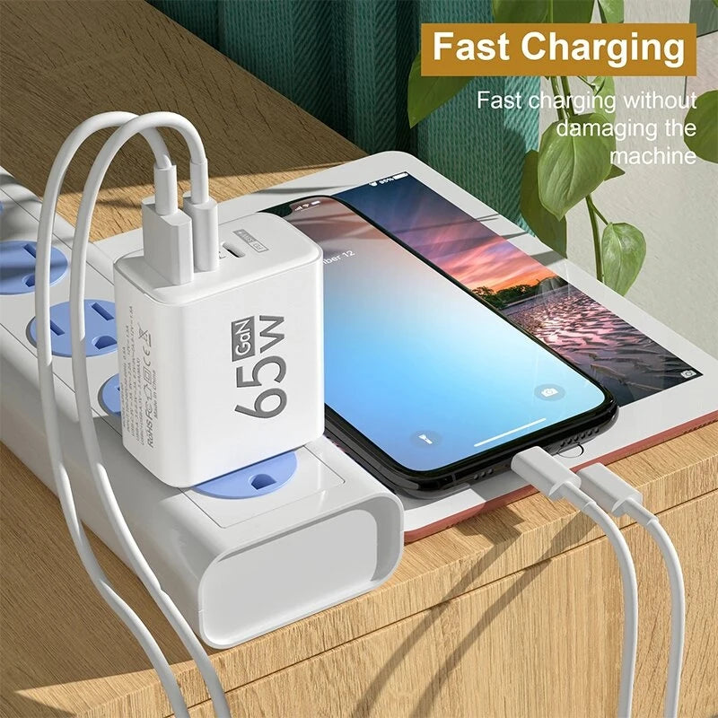 New 65W Fast Charging USB Type-C Charger US EU Plug USB PD Quick Charge 3.0 Travel Wall Phone Charger Adapter For iPhone Samsung