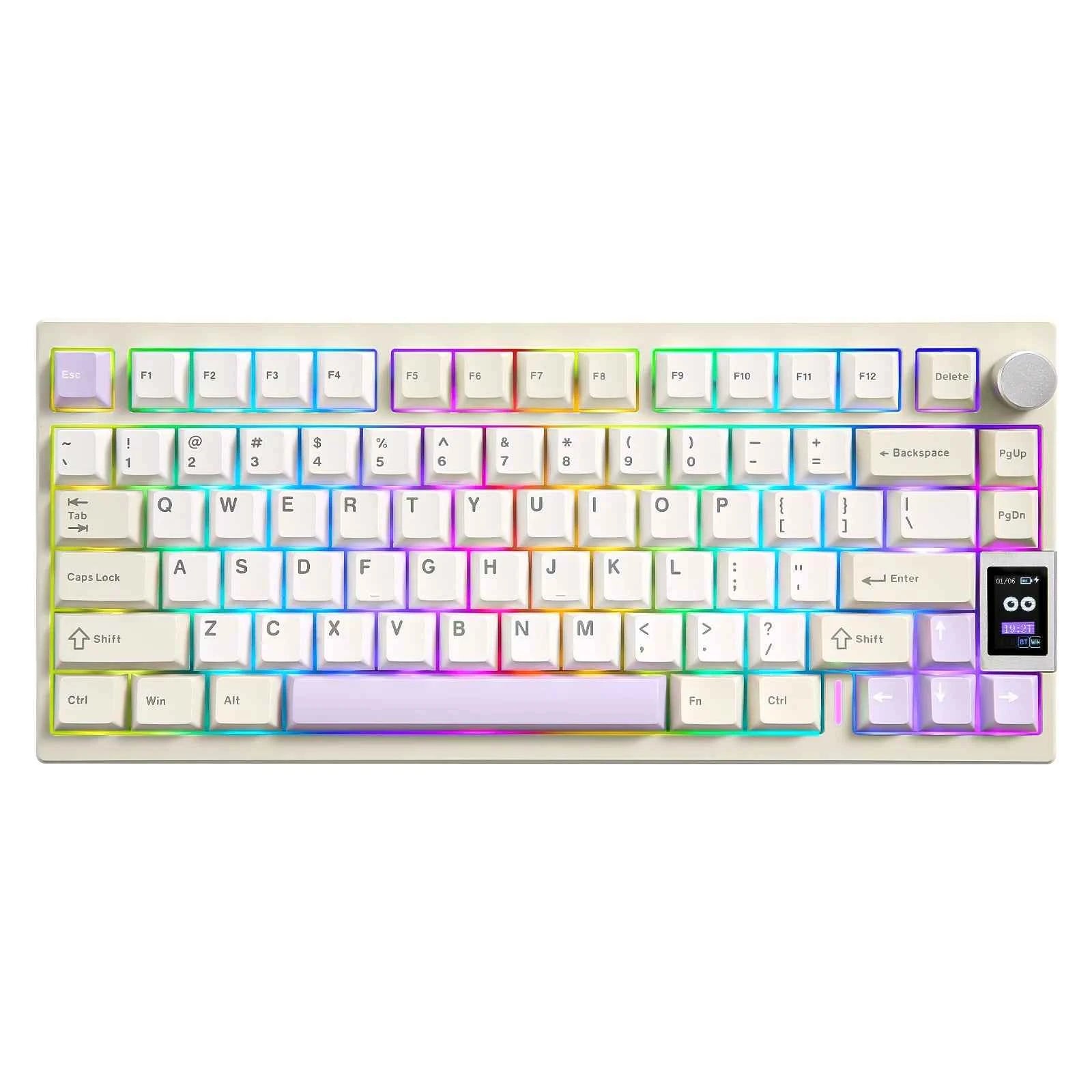YUNZII AL80 Silver Wireless Mechanical Keyboard, Full Aluminum CNC Custom QMK/VIA Gaming Keyboard, LCD Display Hot Swap Keyboard