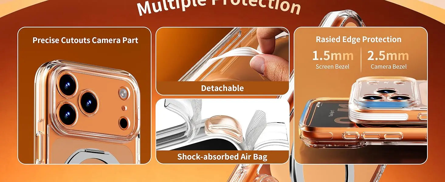 360-Degree Rotating Stand Magnetic Case Compatible with iPhone 17 Pro Max/17 Air/16 Plus/15 Pro/14 Pro Max/13/12