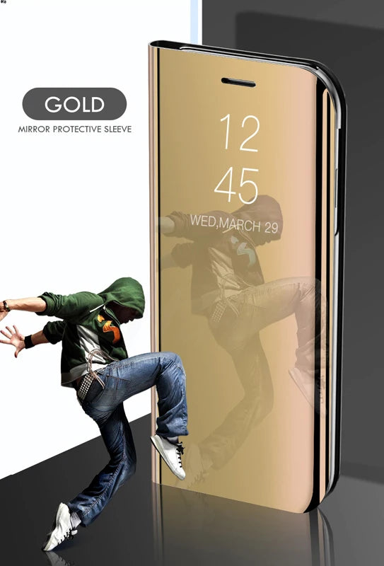 For Samsung Galaxy S26 S25 Ultra Plus FE Edge 5G Smart Mirror Protector Case Flip Holder Shockproof Cover Sumsung S26 Pro Fundas