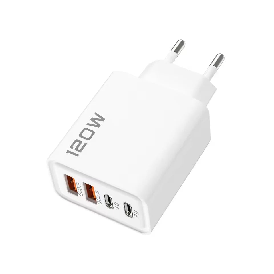 4 Port USB PD Charger 120W Type C Quick Charge Mobile Phone Charger Adapter For iPhone Samsung Xiaomi EU/US/UK Plug Wall Charger