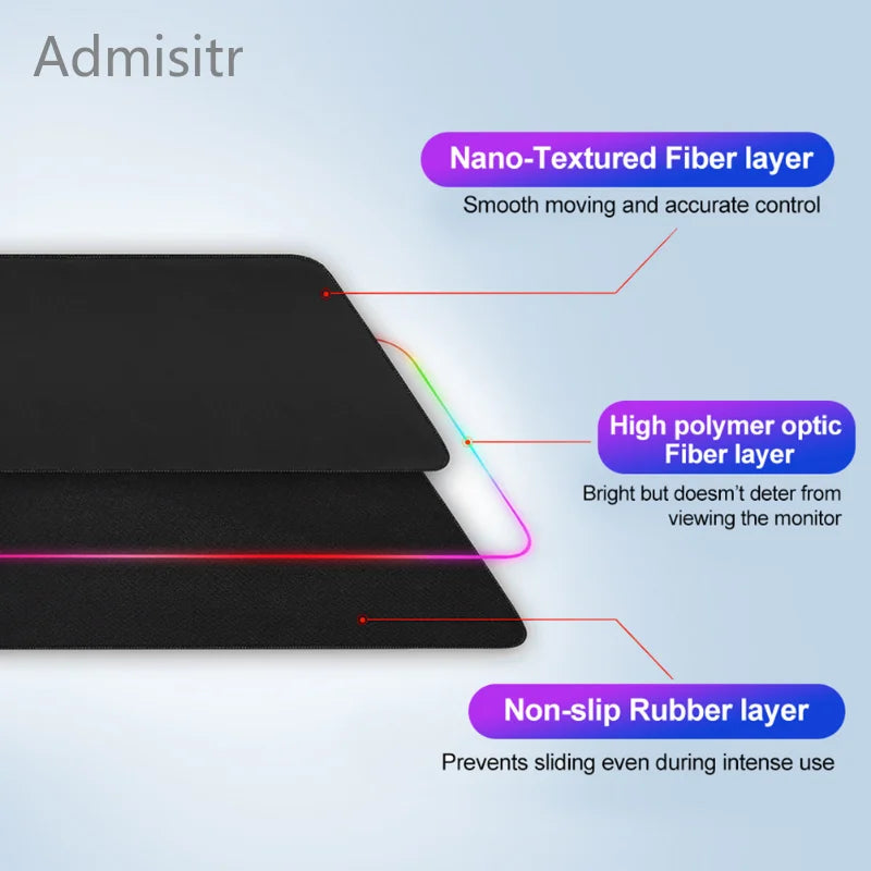 LED Desk Mat Black and White Lines RGB Computer Mouse Pad Gamer Cabinet Luminescence Abstract Mousepad Keyboard Gaming Deskmat