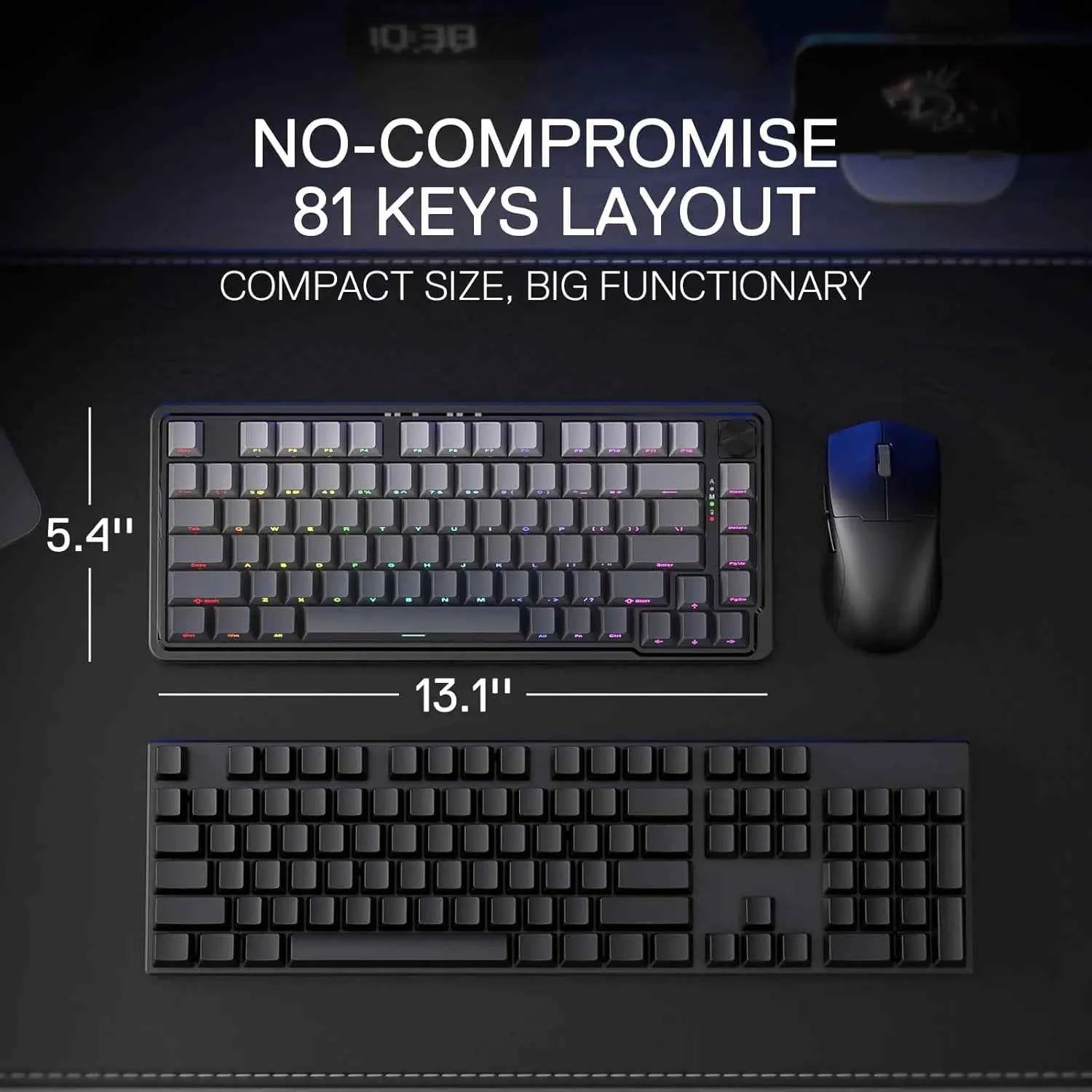 Redragon K673 GB Wireless Gaming Keyboard - 75% Compact Design for Gamers