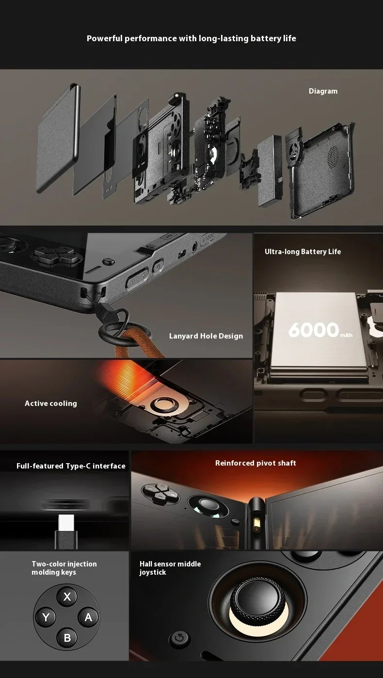 AYN Thor Game Console Portable 6 Inch 1080P 120Hz AMOLED Screen 6000mAh Dual Screen Handheld Flip Console Android Game Machine