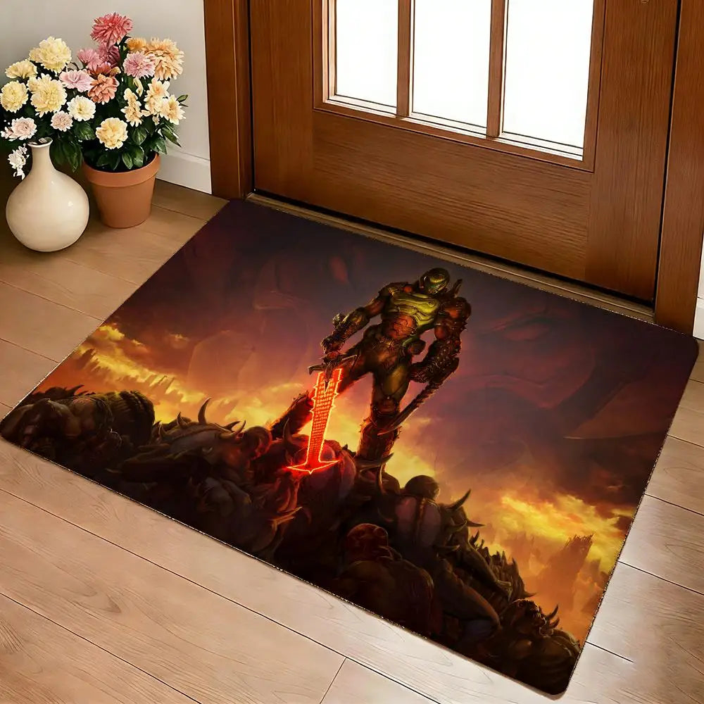 Shooting Game D-Doom Floor Mat Cozy Flannel Soft Thick Non-Slip Mat For Living Room Bedroom Kitchen Decor Rugs