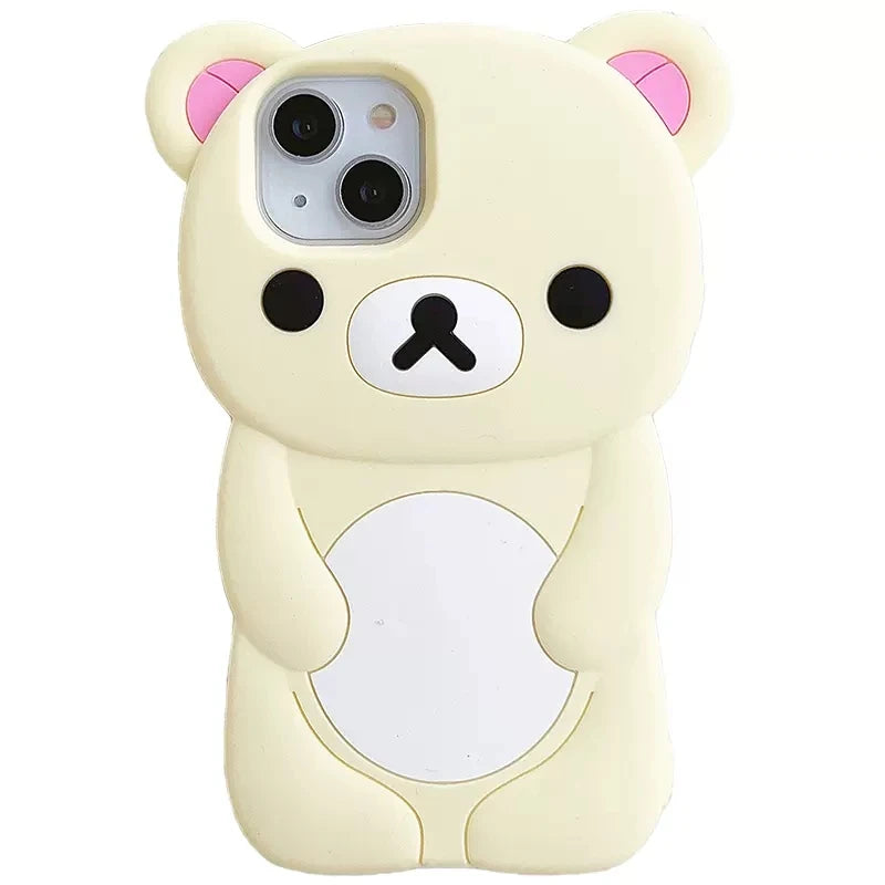 For iPhone 17 16 15 14 13 12 11 Pro Max Cute Bear Soft Silicone Cover Case