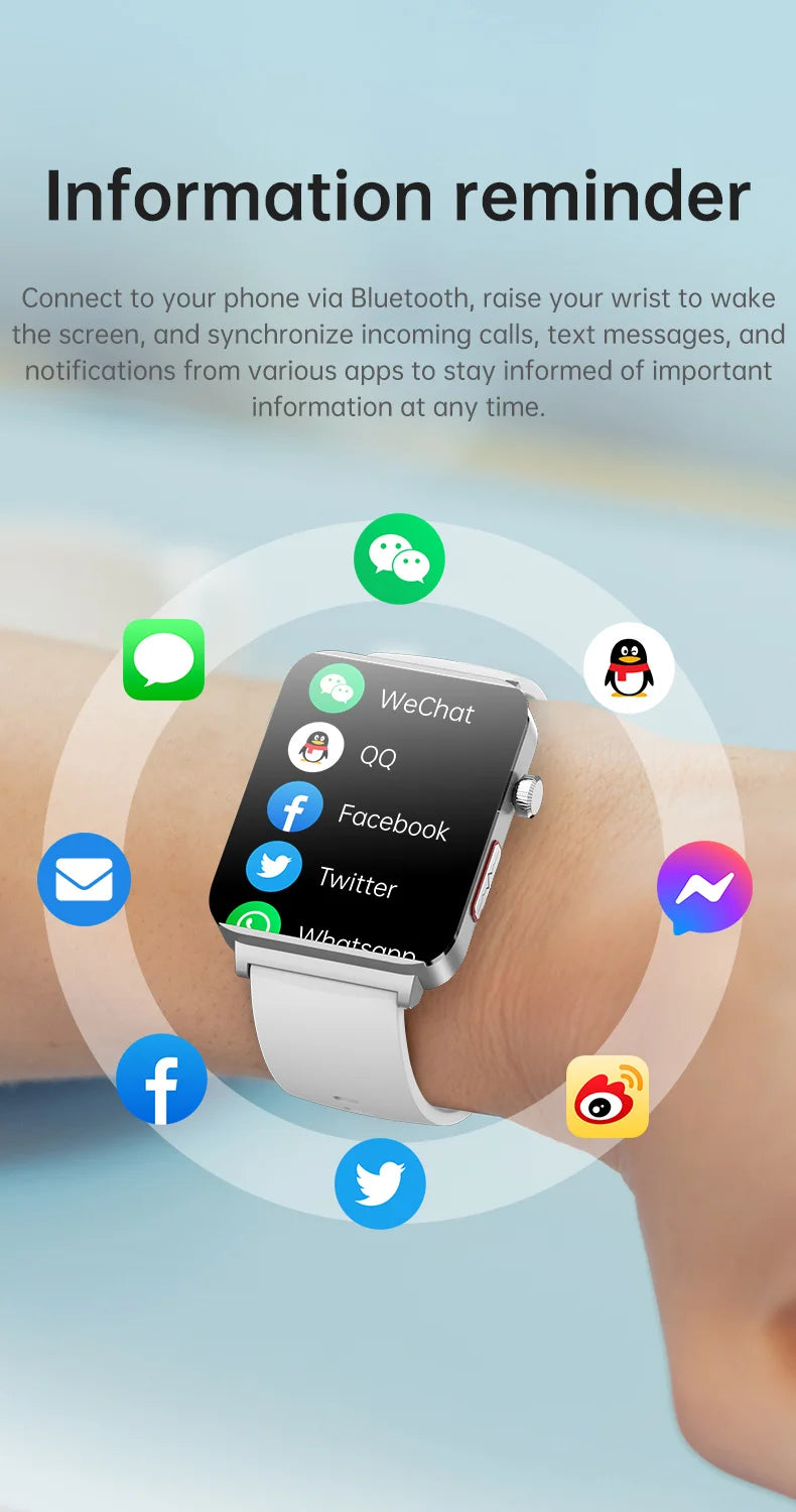 KS03 PRO Health Smart Watch For Men Women Bluetooth Calling Fitness Tracker Smartwatch E/C/G Test Outdoor 1.96