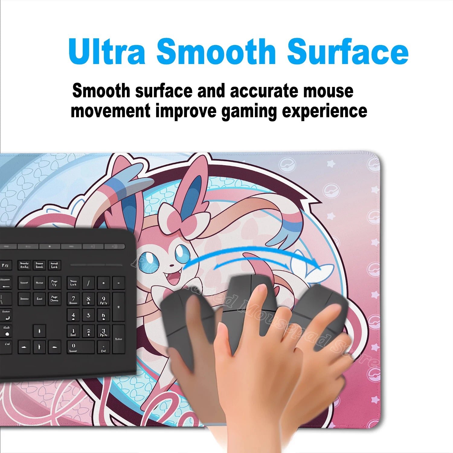 Game Card Pad Gaming Carpet Anime Keyboard Pad Pokemon Eevee Mousepad Gamer Mouse Pads Laptop Extended Desk Mat PC Cabinet Rug