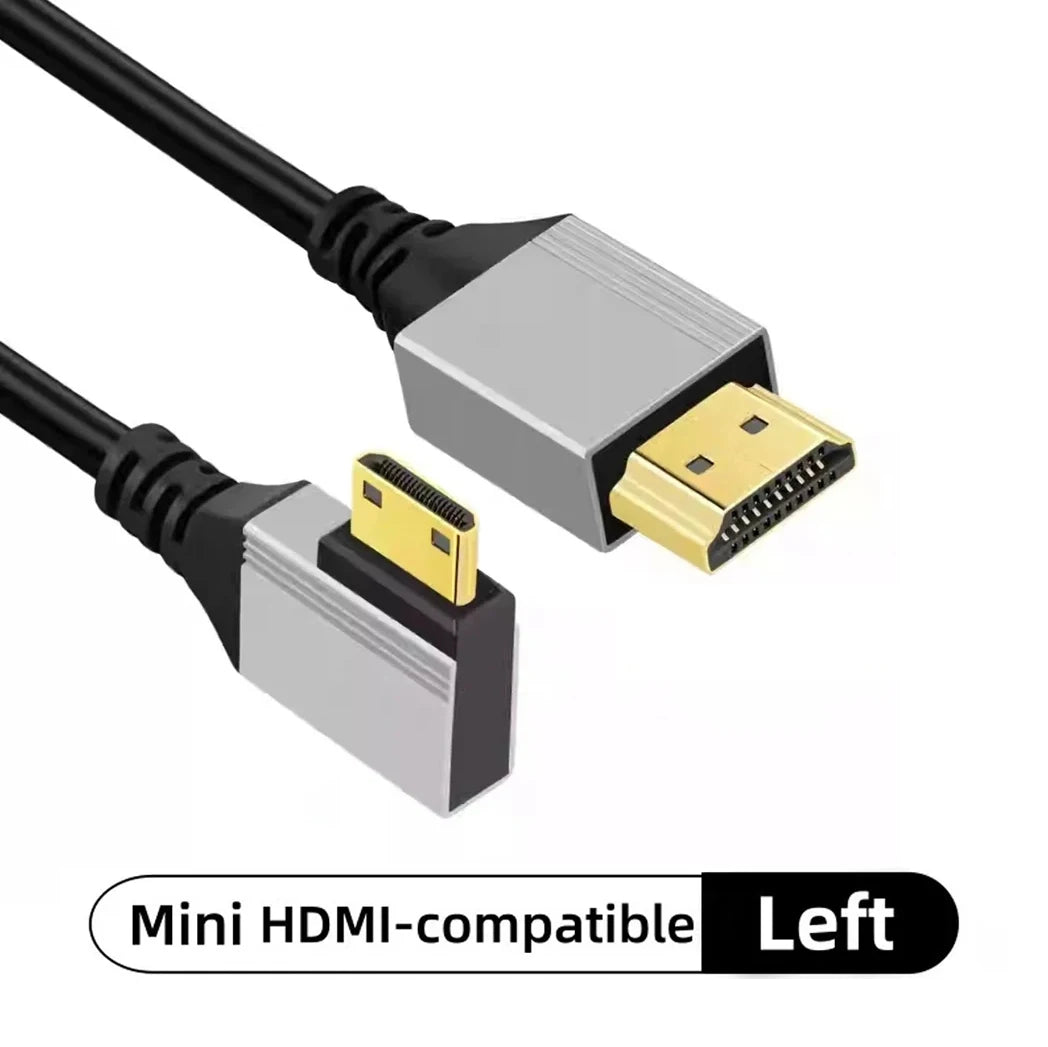 8K 90 Degree Mini HDMI-compatible, Micro HDMI-compatible to HDMI-compatible Adapter Cable for Laptop Camera Camcorder Monitor