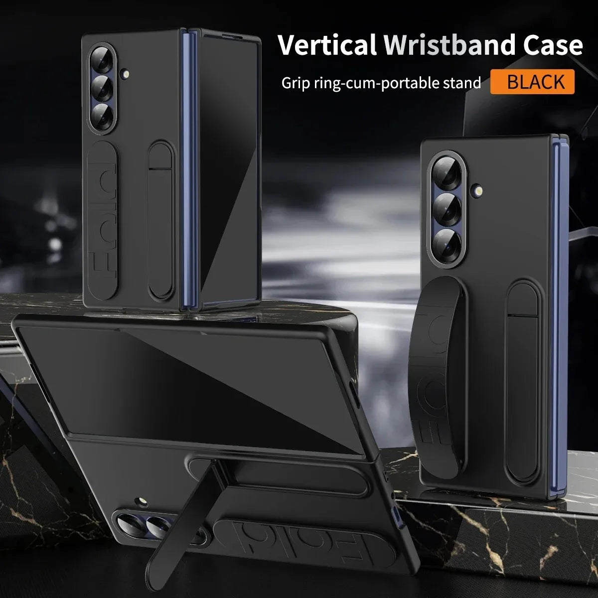 Luxury Wristband Invisible Bracket Case for Samsung Galaxy Z Fold 6 5 4 3 7 fold6 Hand Wrist Strap Folding Stand Silicone Cover
