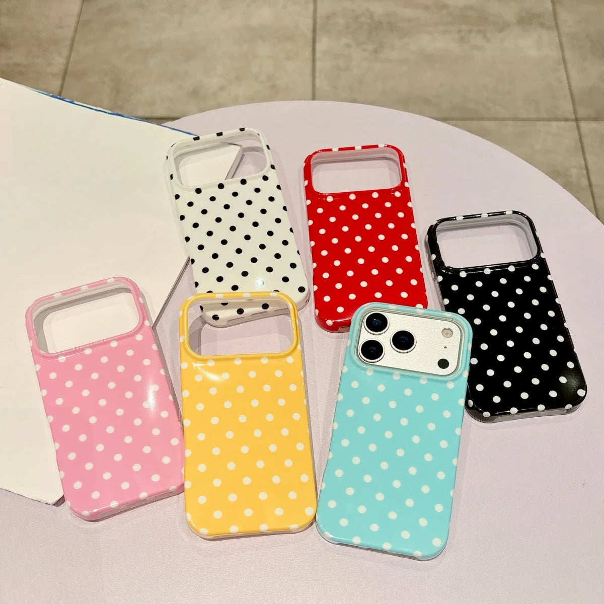 Korea Colorful Polka Dot Pattern Phone Case For iPhone 17 Air 16 15 14 13 Pro Max Circular Wave Point Shockproof Bumper Cover