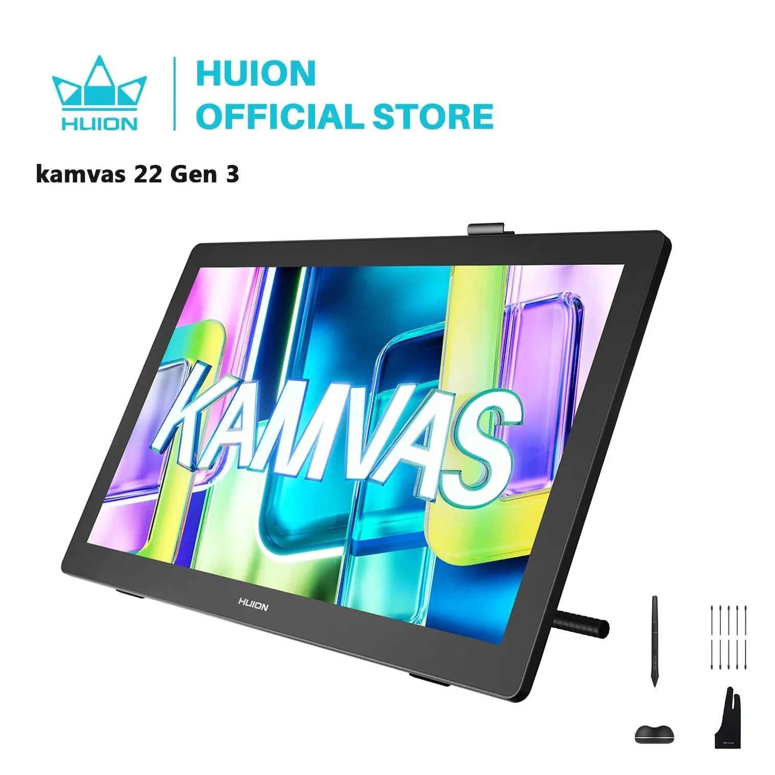 Huion Kamvas 22 Gen 3 Graphics Tablet Pentech 4.0 16384 Pressure Levels 99%sRGB 21.5inch Support Linux MacOS Android Windows