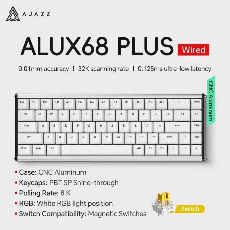 AJAZZ AK680 MAX Magnetic Switch Mechanical Keyboard 60% Rapid Trigger 0.01mm 8K/1K Return 68 keys Gaming Keybaord