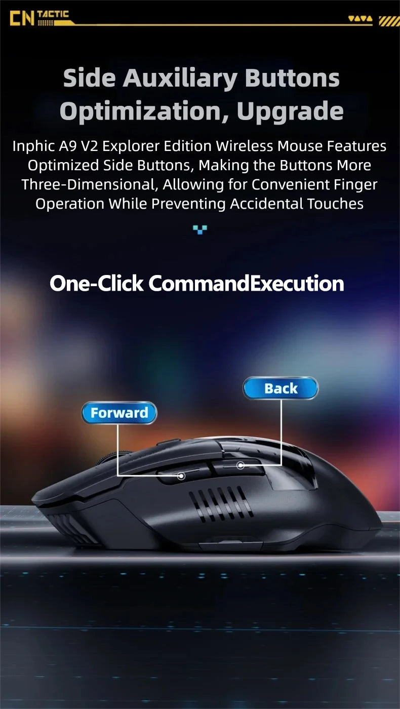 Inphic A9 Explorer V2 Wireless Gaming Mouse 500mA Battery Level Display Ergonomics Bluetooth Office Mouse For PC Laptop