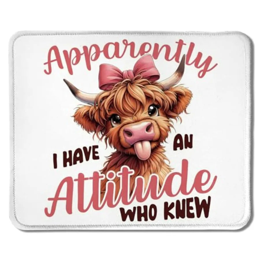 Cute Baby Highland Cow Mouse Pad, Girly Highland Cow Heifer with Balloon Mouse Pads Mousepad for Work Gaming Computers Laptop D