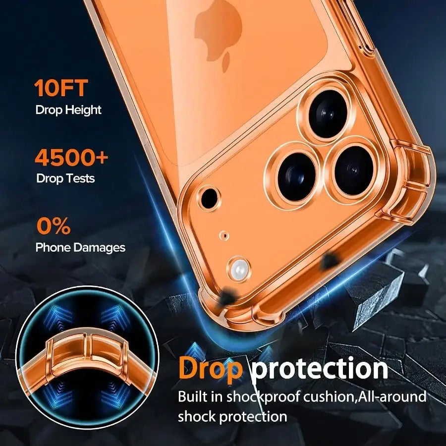Quad-Corner Shock-Resistant Clear Case for iPhone 17 Pro Max/Air/X/16/15/14/13/12/11 – Minimalist Transparent Design