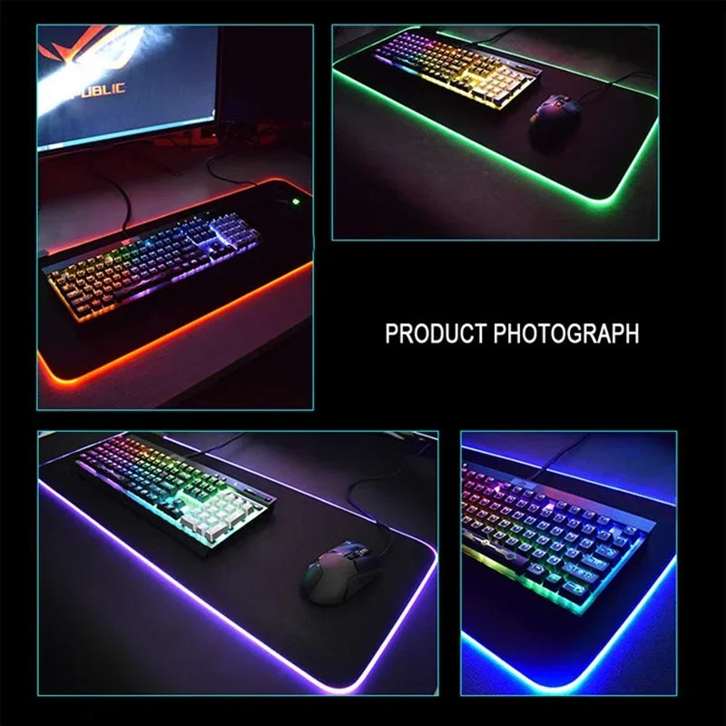 RGB Mousepad Large Size LED Glowing Keyboard Table Pad XXL CsGo Print stream Gaming Mouse Pad Non-slip Rubber Mat With Backlight
