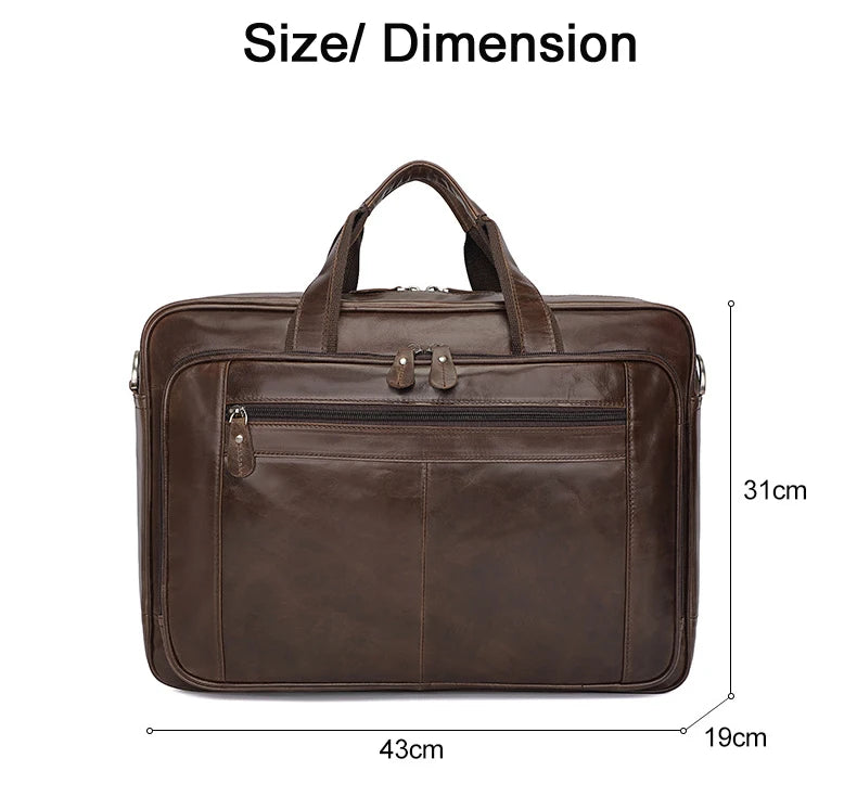 High Quality Genuine Leather Men Briefcase Business bag Crazy Horse Leather Large 17