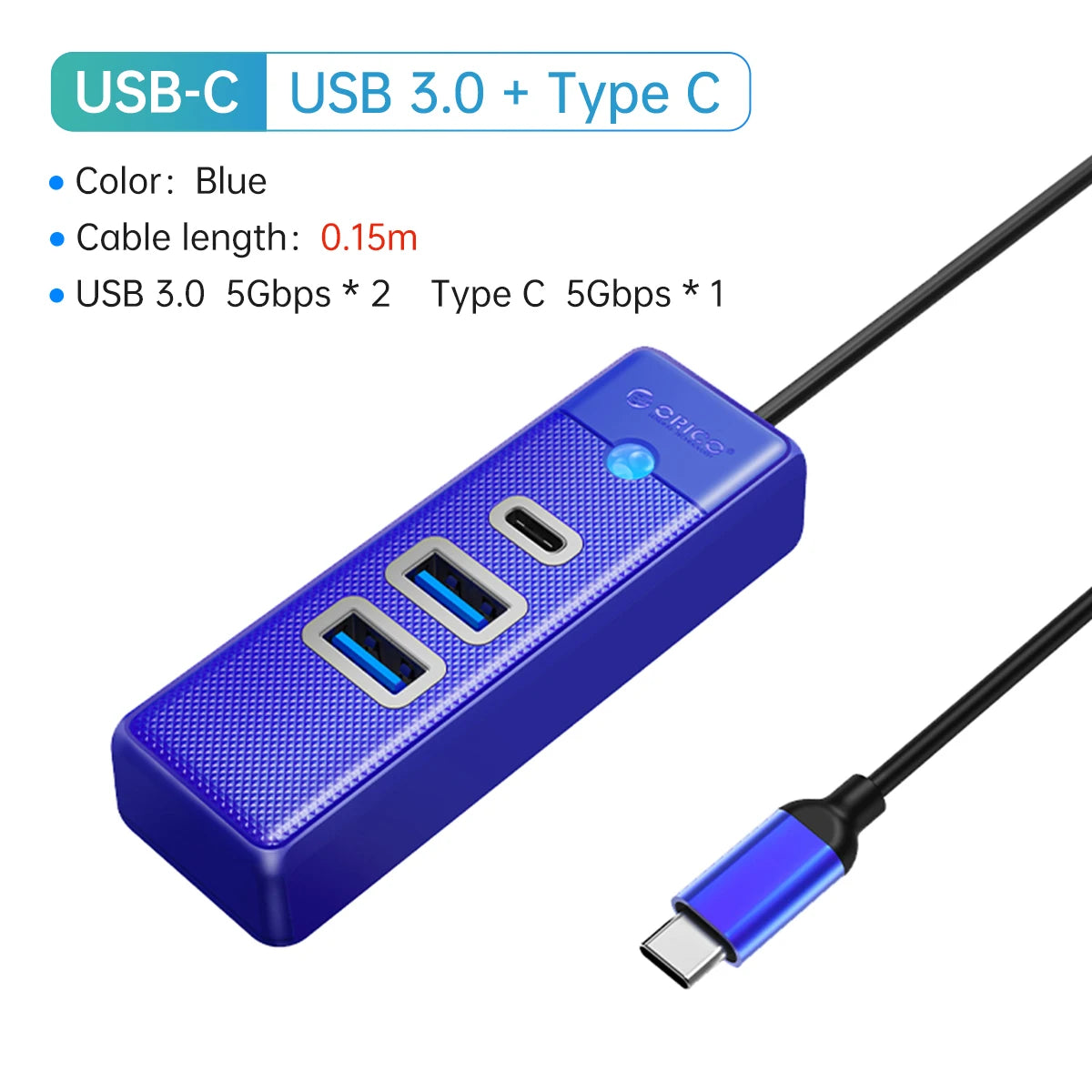ORICO-Multi Type C Splitter 4 Ports USB 3.0 HUB 5Gbps High Speed OTG Adapter for PC Computer Accessories Macbook Pro