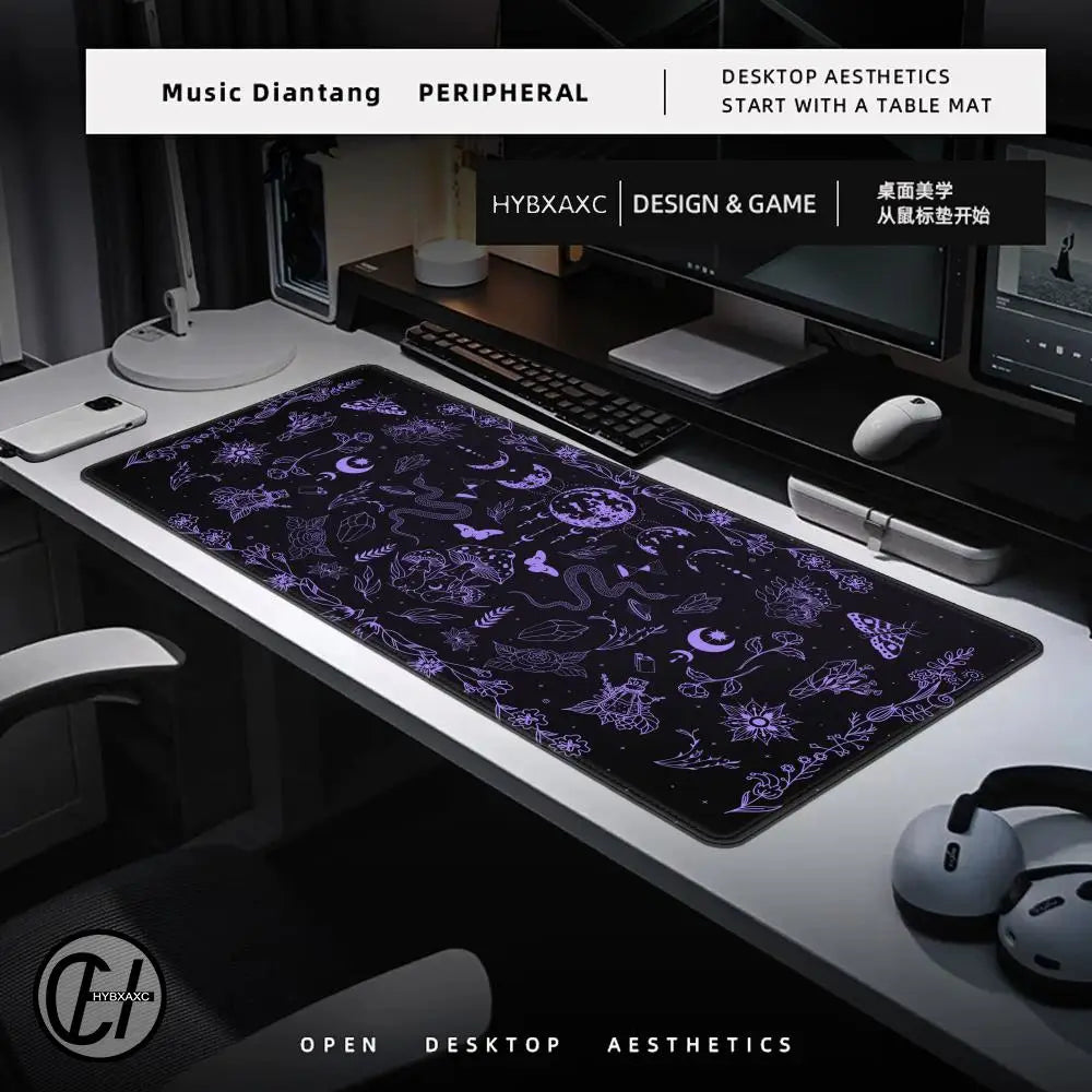Purple Tarot Card Rubber Mouse Pad Moon Star Home Office Desk Mat Aesthetic Large Gaming MousePad Divination Keyboard Mat