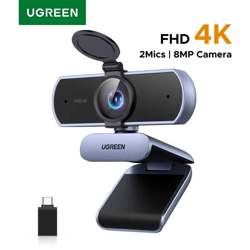 UGREEN 4K FHD 1080P Webcam 8MP for PC, PDAF Auto Focus, Dual AI Noise-Cancelling Mics, Web cam Camera for Zoom/Teams/Google Meet - WinSupport Tech