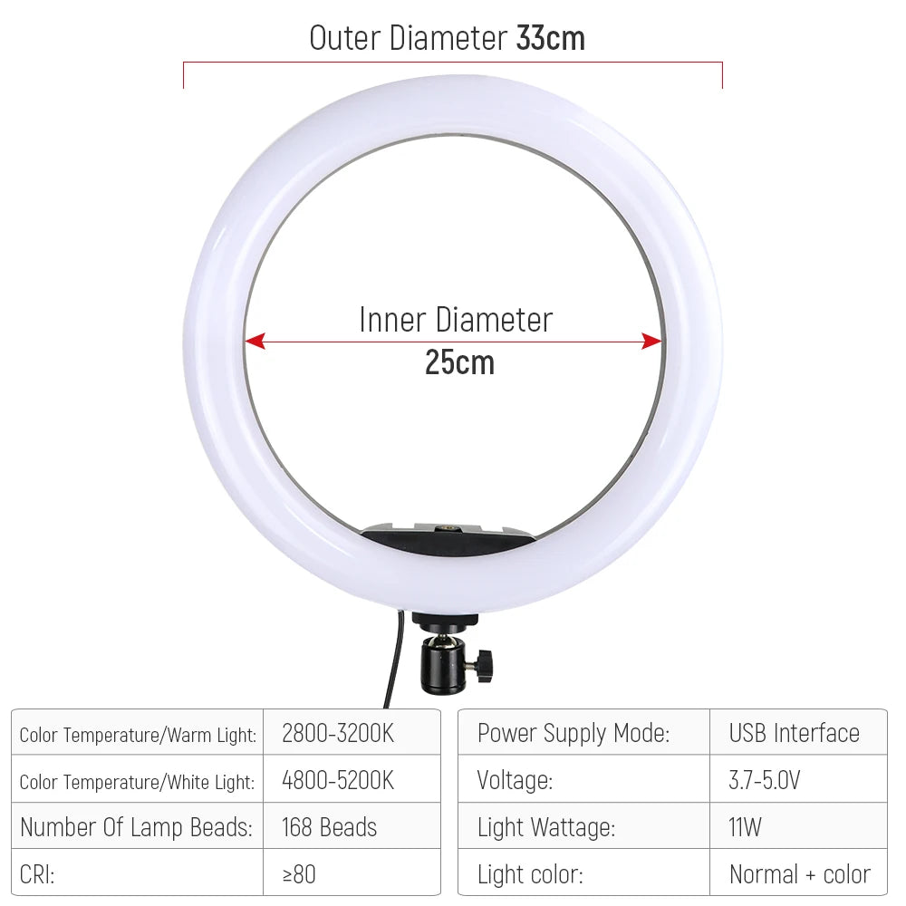 10 13 Inch Ring Light Dimmable Selfie Lamp Pptional Tripod Photographic Lighting Studio Video Lights For Live Make Up Youtube