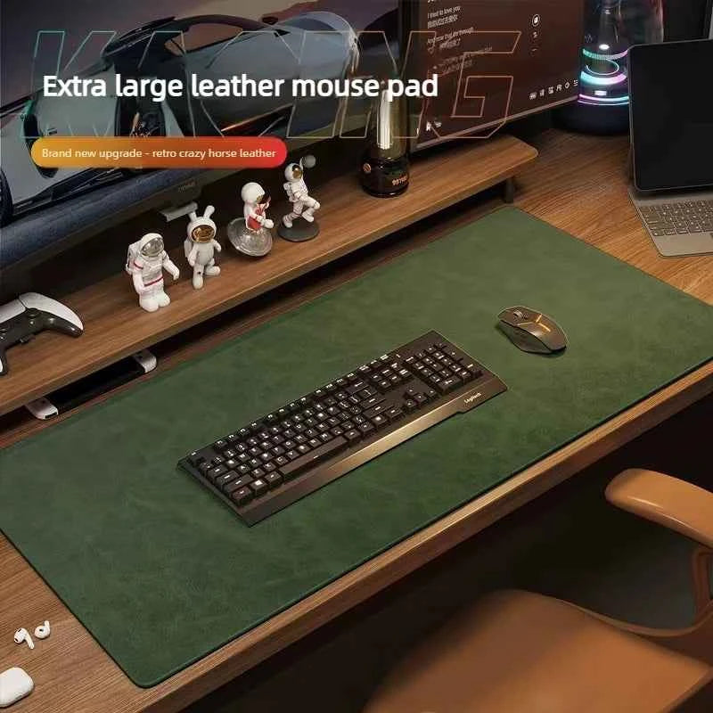 Crazy Horse Texture Pu Mousepad Portable Mouse Pad Large Gaming Waterproof Non-slip Suede Desk Mat Computer Keyboard Desk Pad