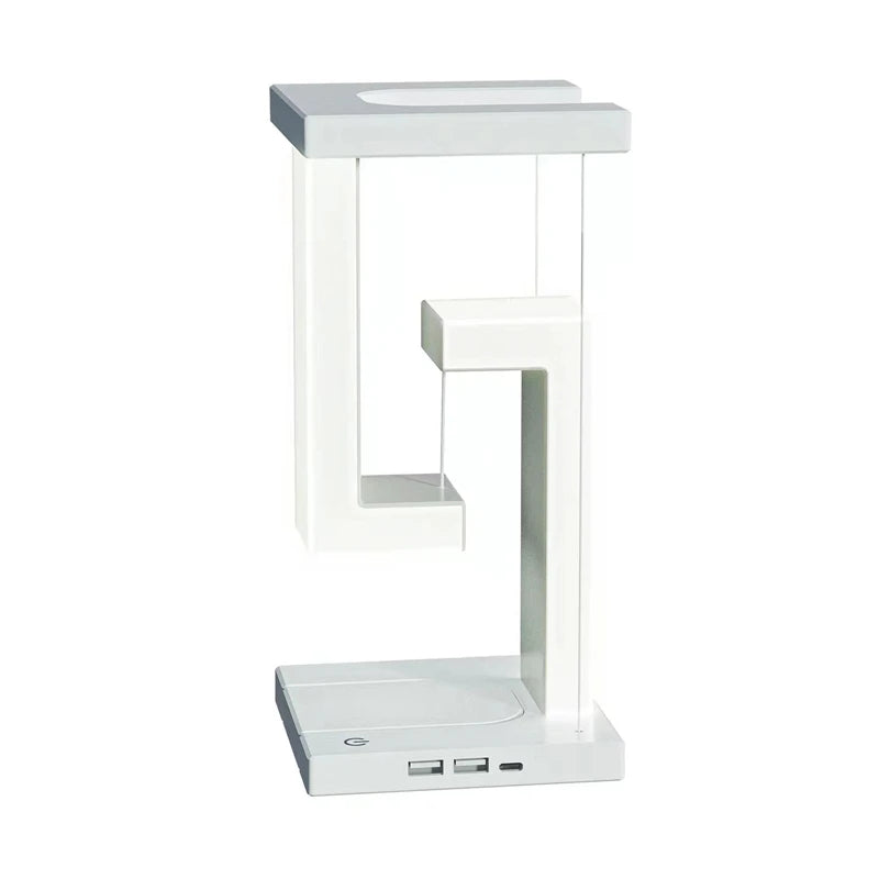 Floating Desk Lamp With Wireless Charger, USB Output Charging Port, Charging Dock Station For iPhone, Bedside Lamp Table Lamp