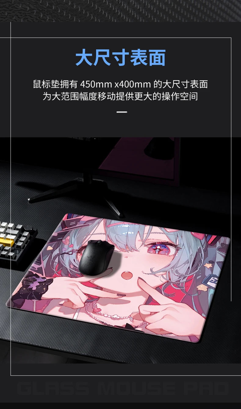 Large Tempered Glass Mouse Pad Extra Large FPS Esports Desk Pad Upgraded Smooth Custom Anti Slip Special Crystal Mist Surface