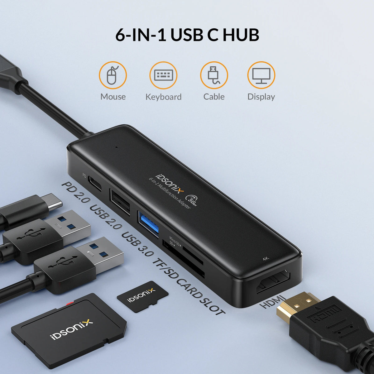 iDsonix Type C USB 3.0 HUB 15 in 1 Docking Station Multiport Adapter with HDMI 4K@60Hz PD100W Gigabit Ethernet SD/TF Card Reader