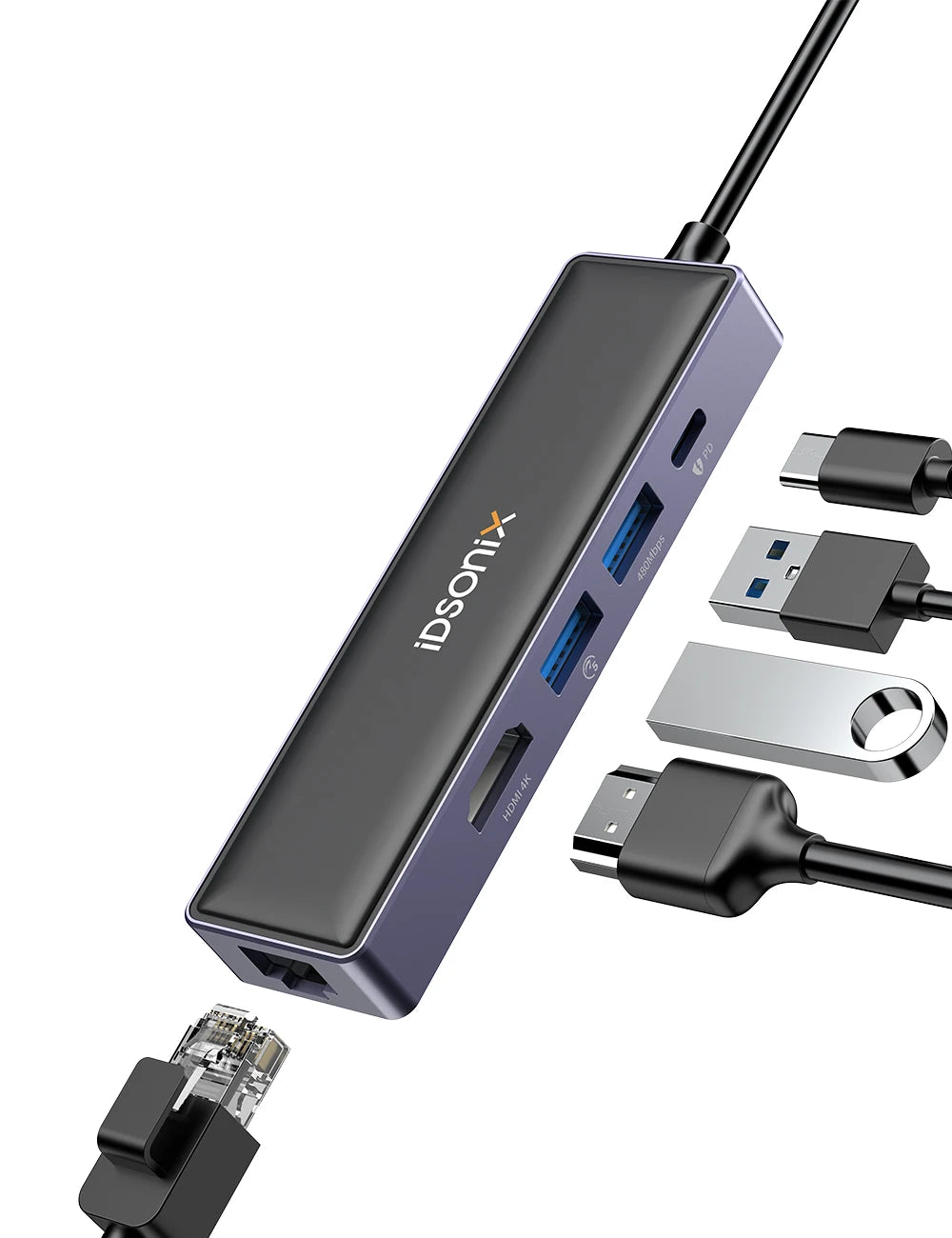 iDsonix Type C USB 3.0 HUB 15 in 1 Docking Station Multiport Adapter with HDMI 4K@60Hz PD100W Gigabit Ethernet SD/TF Card Reader