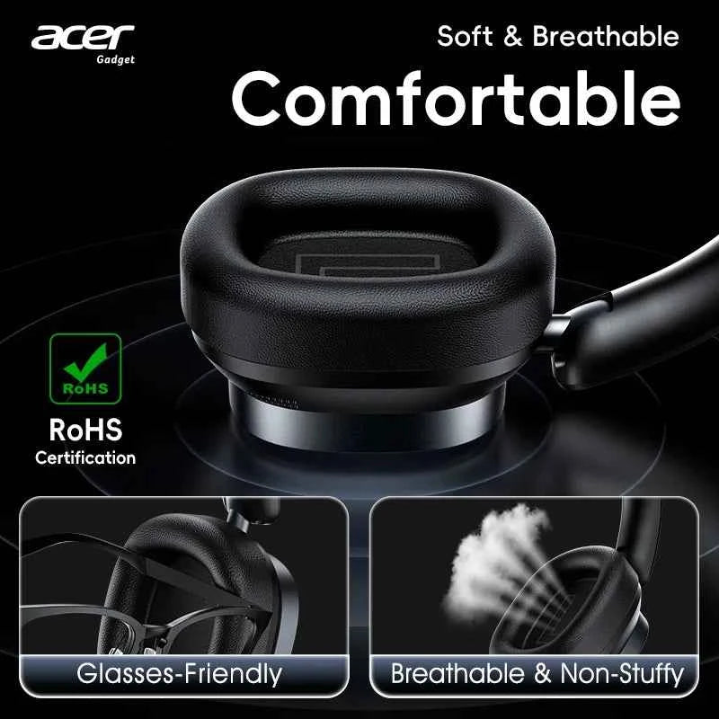 Acer Ohr633 2026 New Model Wireless Bluetooth Headphones Hifi Stereo Sound Quality Anc Call Noise Reduction Foldable Adjustable Design Built-In High-Definition Microphone Gaming Headphones