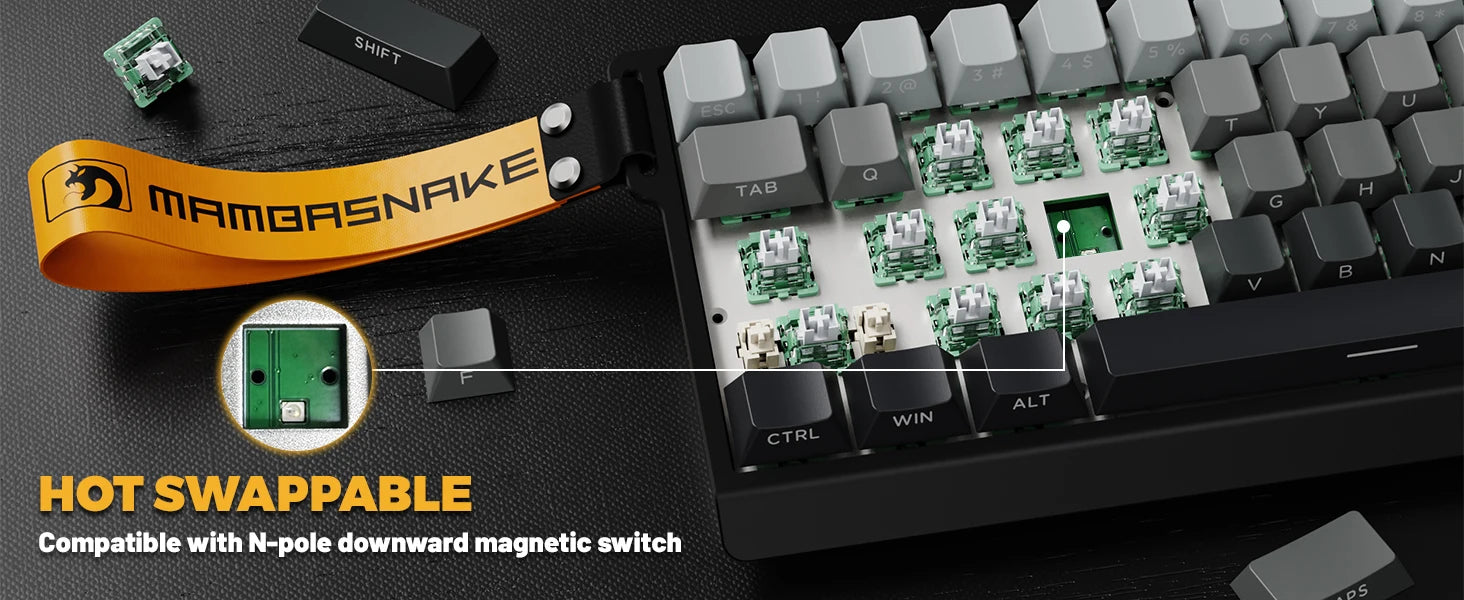 X60 HE 60% Rapid Trigger Wireless Gaming Keyboard,Hall Effect Magnetic Switches,Adjustable Actuation,8KHz Polling Rate