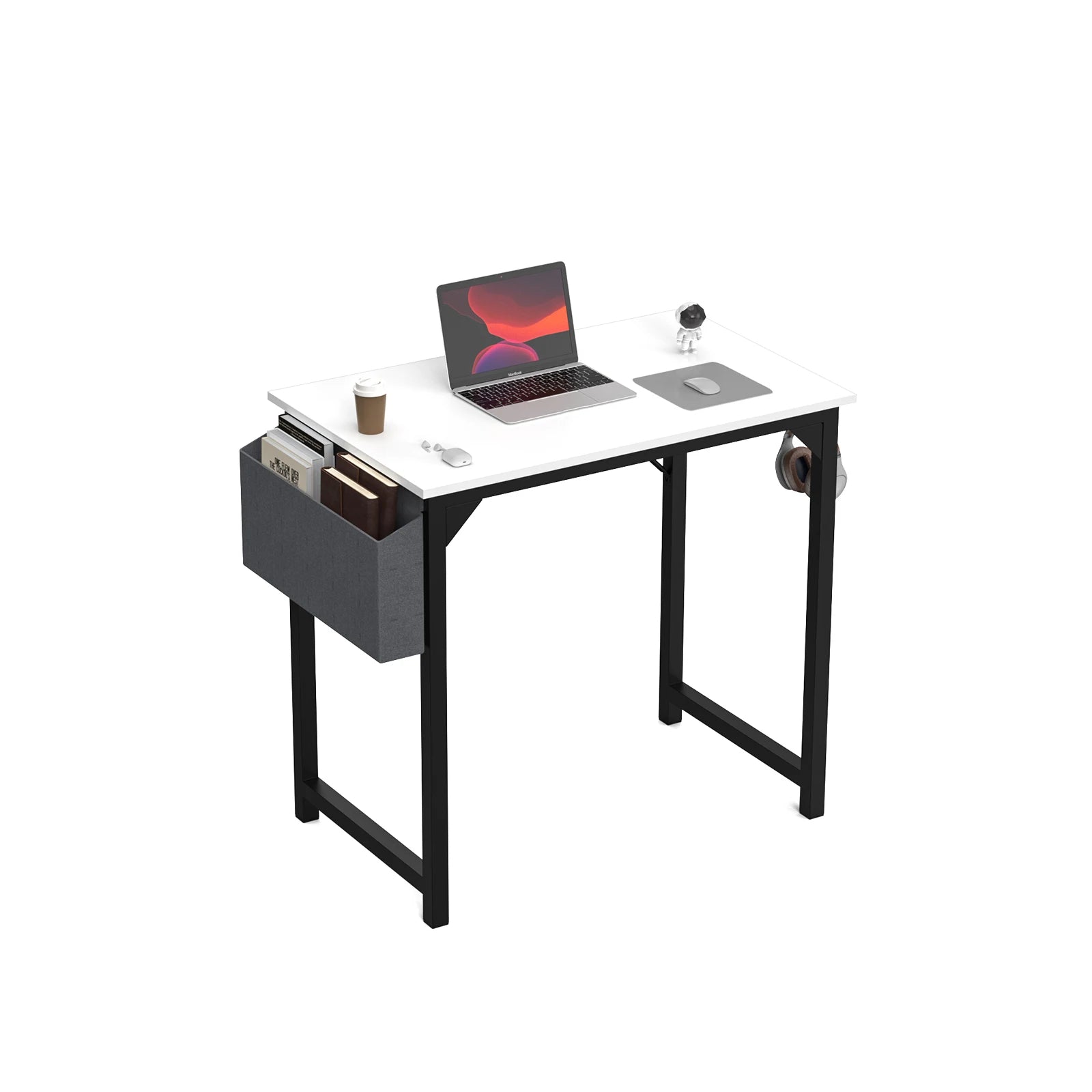 JHK Computer Desk Writing Study Office Gaming Table Modern Simple Style Compact with Side Bag Headphone Hook Easy Assembly - WinSupport Tech