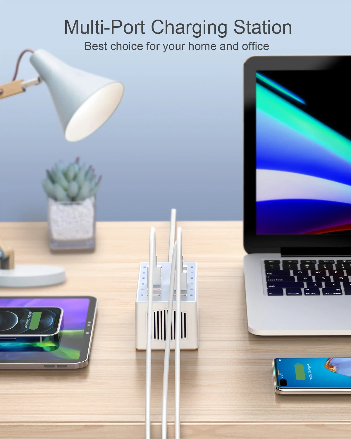 12-Port 60W Desktop USB Charger Smart Fast Charging Station US Wall Plug for Phones & Tablets
