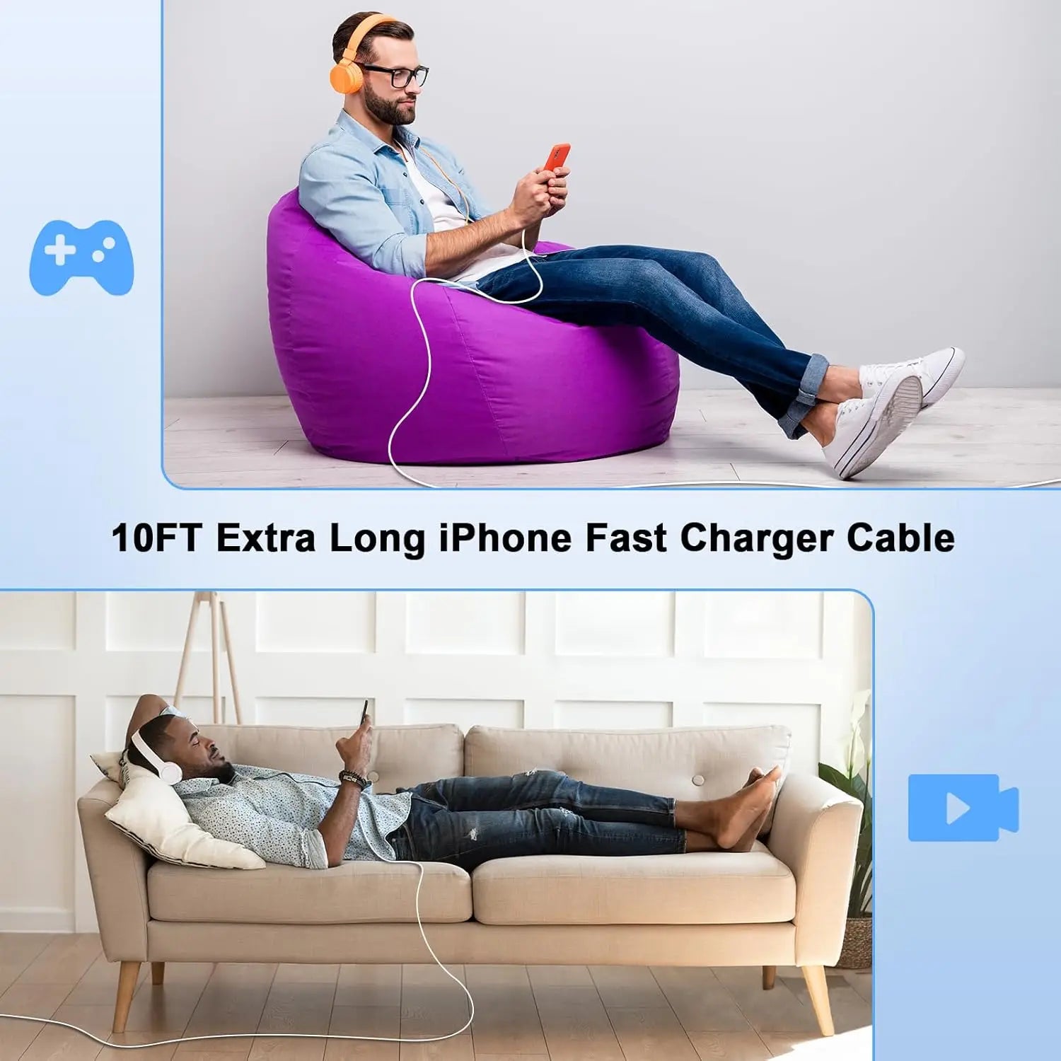 For iPhone16 Charger, 2 Pack 20W Dual Port USB C Charger with10FT USB C Charging Cord for iPhone 16/15/15 Plus/15 Pro/15 Pro Max