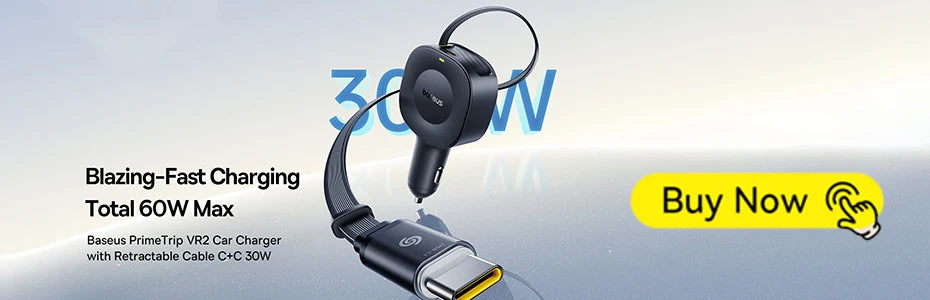 Baseus 60W Car Charger 2 in 1 Retractable Cable SCP 25W QC PD 30W Fast Car Phone Charger For iPad iPhone 16 15 14 13 Pro Samsung