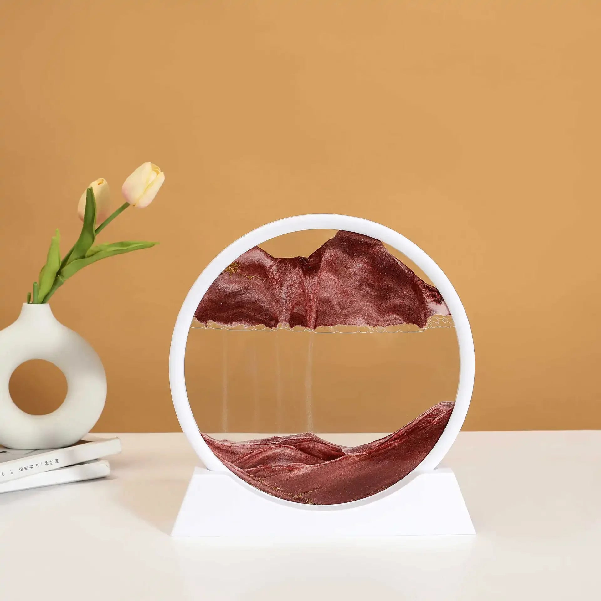 3D Sandscape Moving Sand Art Picture Round Glass Deep Sea Hourglass Quicksand Craft Flowing Sand Painting Office Home Decor Gift