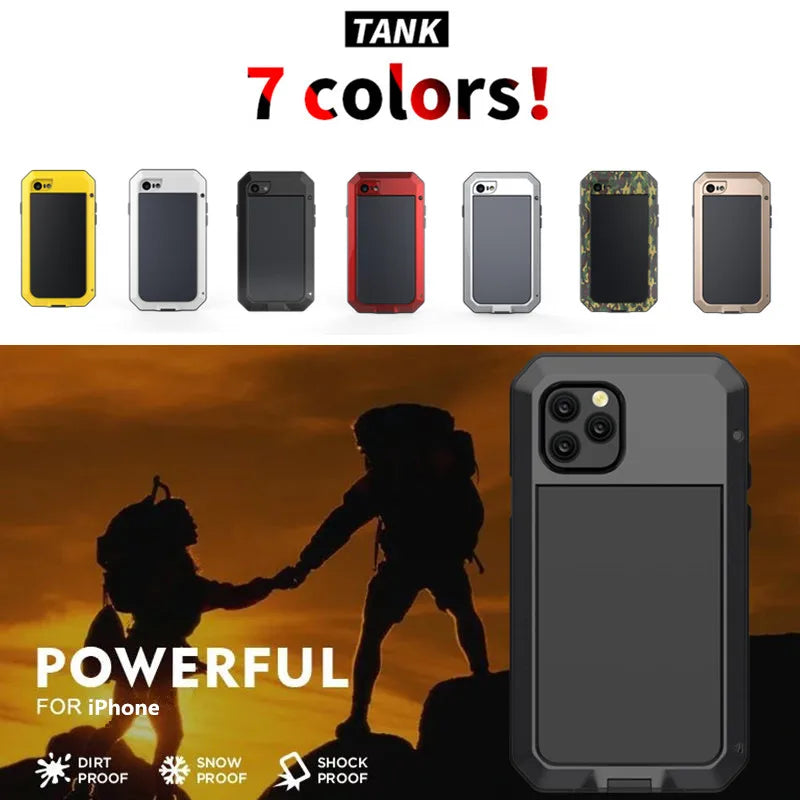 Metal Aluminum Armor doom Shockproof Case for iPhone 14 13 11 12 Pro XS MAX mini SE XR X 6 6S 7 8 Plus Outdoor Military Cover