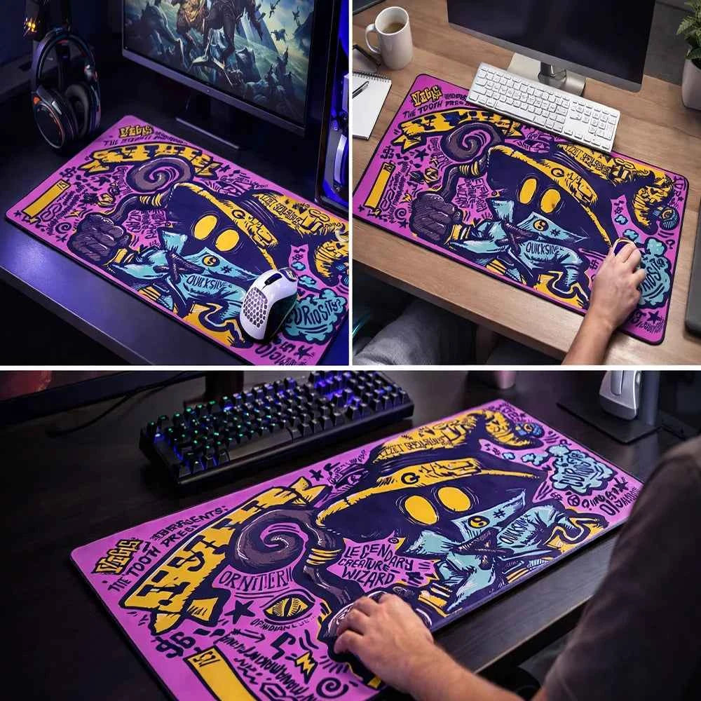 Large TCG Gaming Mouse Pad Playmat, Non Slip Rubber Base Desk Mat for Trading Card Games, PC Keyboard Laptop Mousepad Accessory