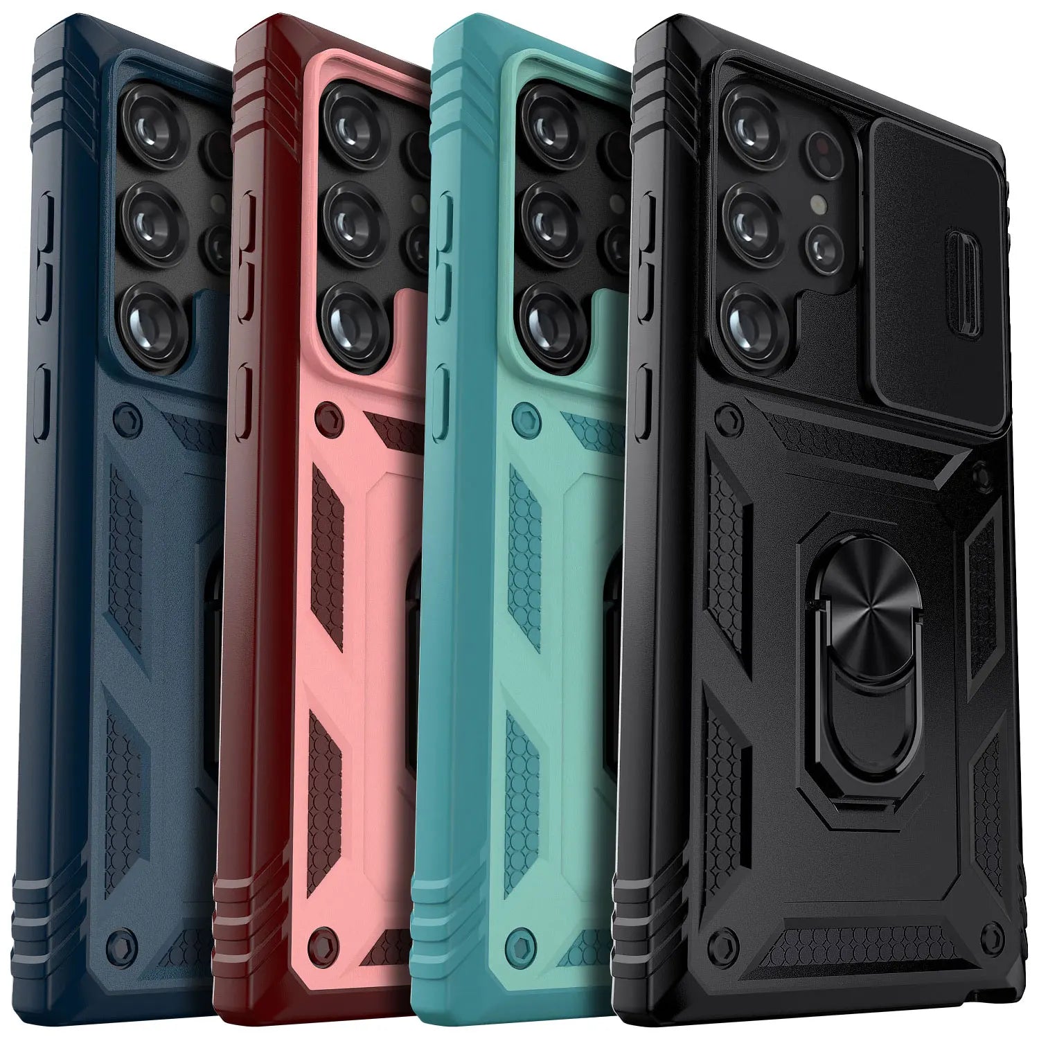 For Samsung Galaxy S22/22 Plus/S22 Ultra/S23/S23 Plus/S23 Ultra/S23 FE Phone Case Hybrid Ring Kickstand Camera Protection Cover