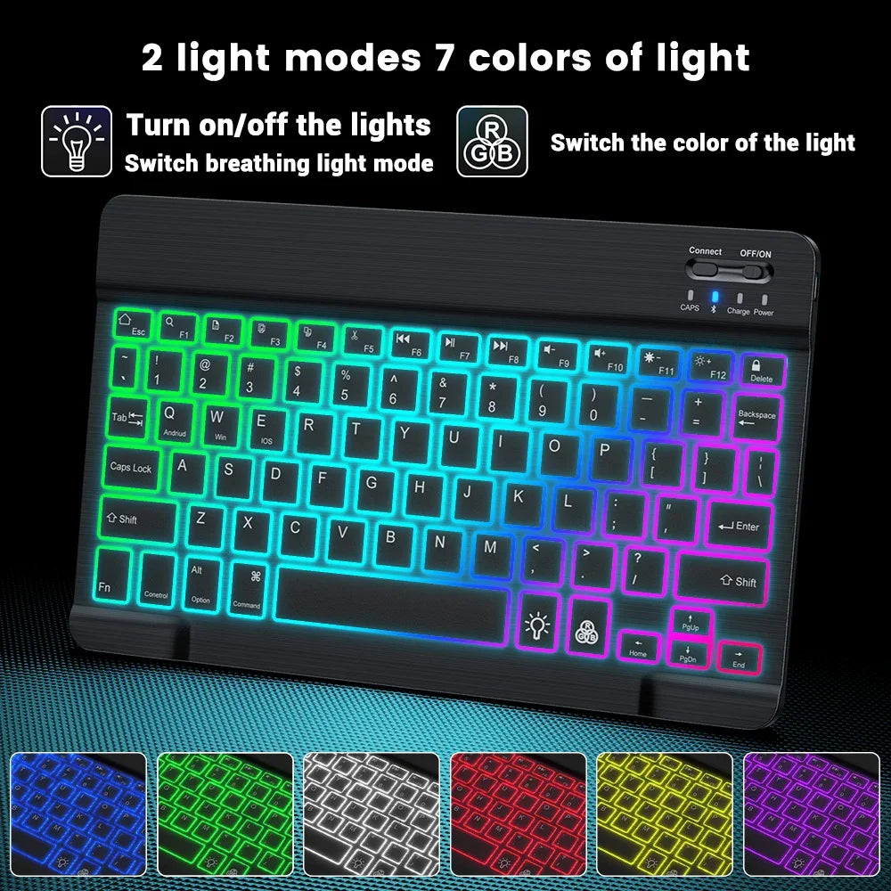 2026 Portable Bluetooth Backlit Keyboard For Xiaomi iPad / iOS Android Windows Tablet Phone Wireless Keyboard With Mouse Spanish