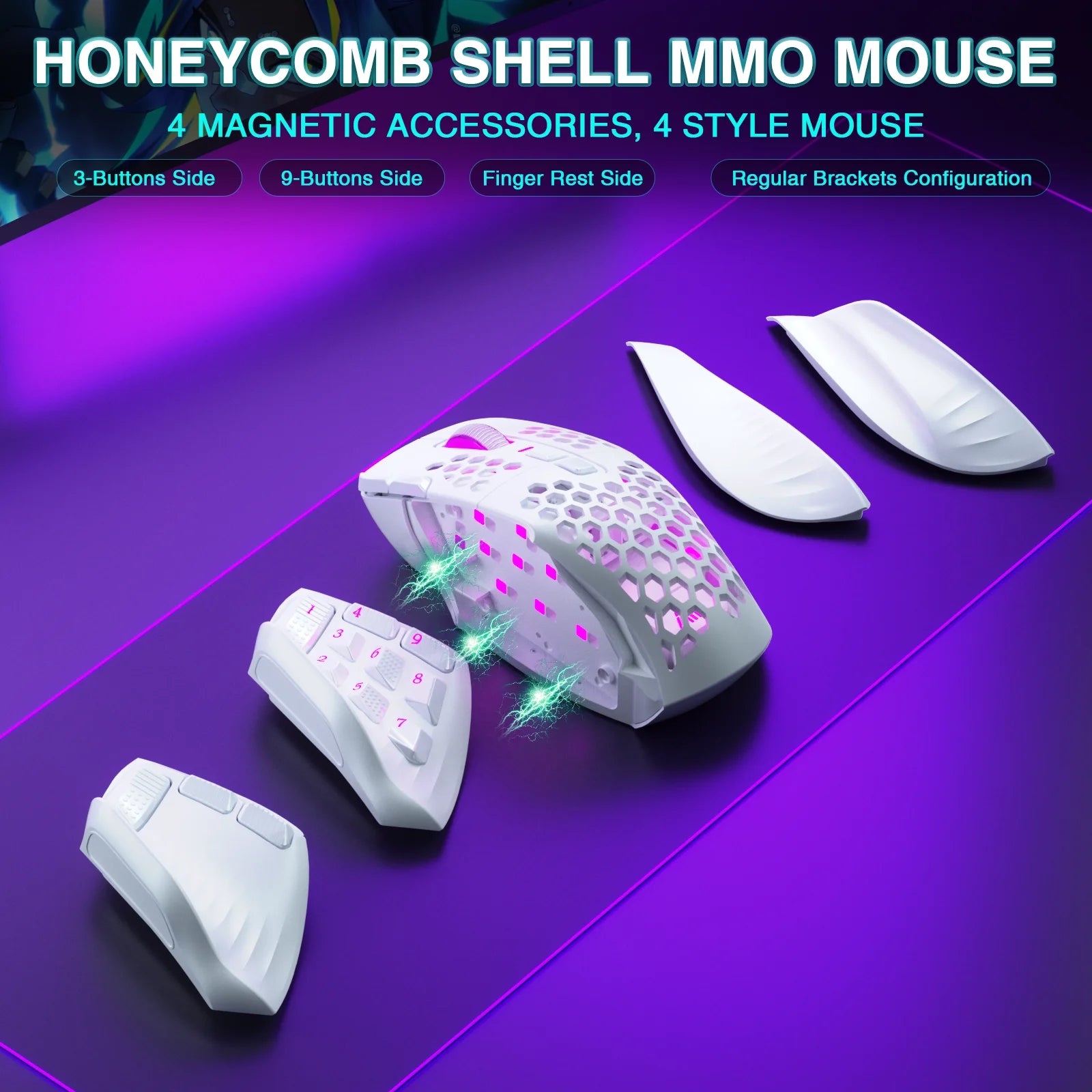 SOLAKAKA SM809 Pro Wireless MMO Gaming Mouse PAW3311 16 Side Buttons 24000 DPI RGB Honeycomb Programmable Macro Wireless mouse - WinSupport Tech